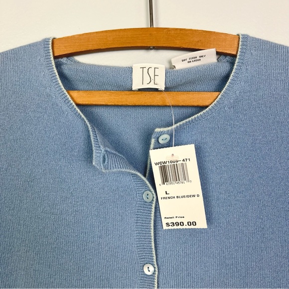 French Blue 100% Cashmere NWT Cardigan Sweater Size Large by TSE - Picture 7 of 12